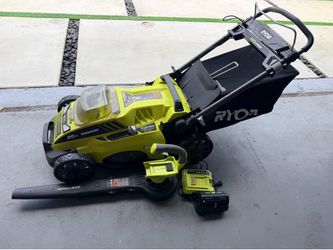 Ryobi 40V Brushless 20” Lawn Mower + Blower + 6Ah Battery & Charger