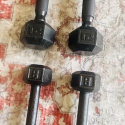 Dumbbells Rubber 2x12lbs 2x8  lbs 