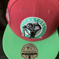 Washington Senators Lids Exclusive Mitchell & Ness Topps Chrome Fitted Retro Cap Size 7 1/2-NWT! 