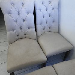 Dining Chairs (Set Of 4)-Cream Upholstery