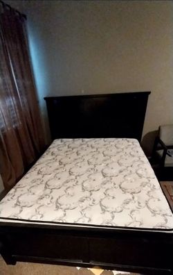 Bed with box spring and mattress