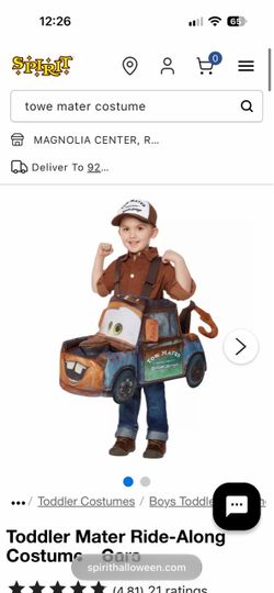 Toddler Mater Ride-Along Costume - Cars