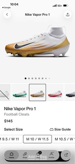 Nike vapor pro 1 football cleats size 10