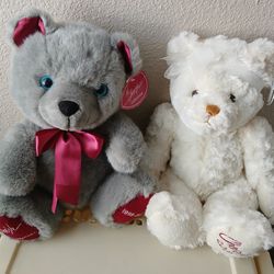 Cherish Colletion Nova Plush 10th Anniversary (1(contact info removed)) Gray Bear
 &  2008 White Bear
