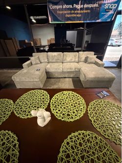 New! 🛋️ Gray U-Shape Sofa Sectional Couch