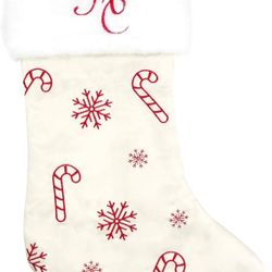 Mariah Carey Satin Embroidered Stocking Christmas Candycane Snowflake 