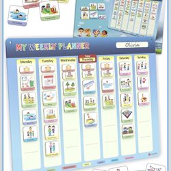 LIKARTO® Weekly Planner for Children - Montessori Magnetic Board incl 194 Magnet
