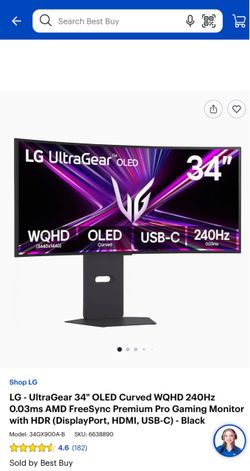 LG UltraGear 34" OLED Curved Gaming Monitor 240 hz 3440x1440p