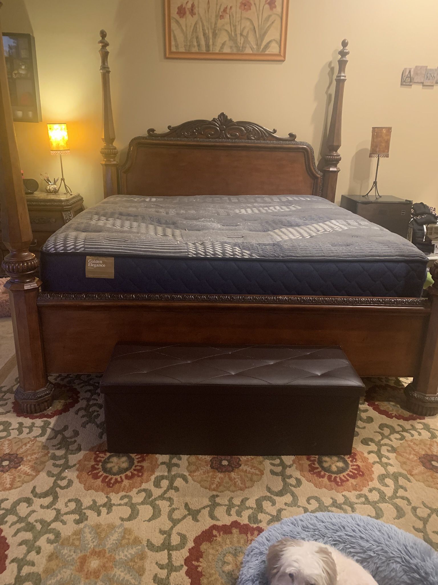 ALL WOOD  King Size Post Bed Set