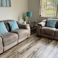 Microfiber Loveseats with Power Reclining & USB Charging Ports - Gray ($150 EACH)