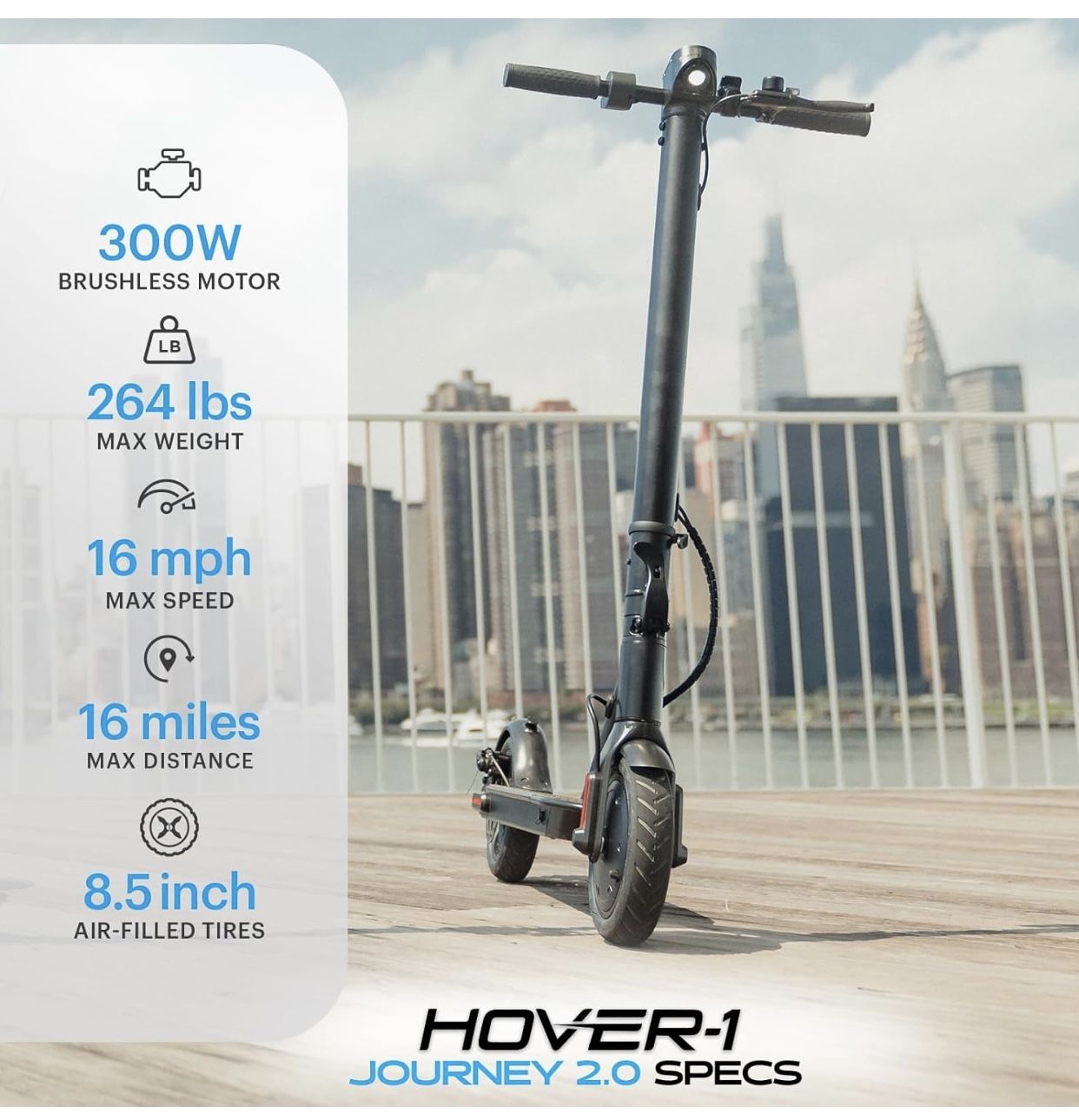 Hover Journey Foldable Electric Scooter for Adults with 300W