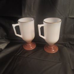 2 - Vintage 1970s Federal Glass Irish coffee mug with pedistal