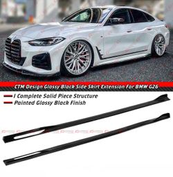 21-26 BMW G26 430i M440i CTM Design Gloss Black Side Skirt Extension