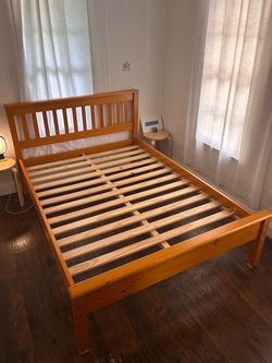 Full Size Wooden Bed Frame with Headboard & Slats