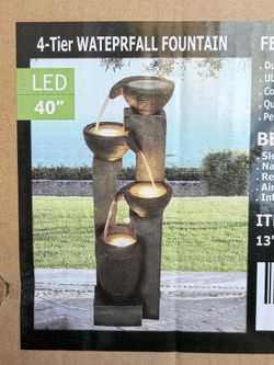 Watnature 40 in 4 Tier Resin Outdoor Water Fountain for Garden Patio