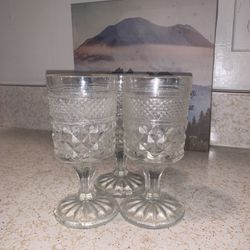 Vintage Anchor Hocking Pressed Glass Wexford Goblets