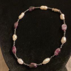 Amethyst And Pearl Bracelet..screw Clasp