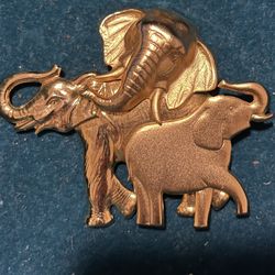 Gold Elephant Brooch 