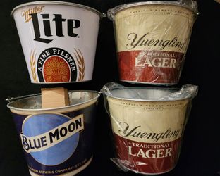 Beer Buckets Miller Lite , Blue Moon And Yuengling 