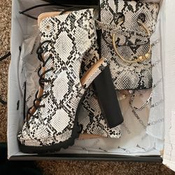 Snake Skin Boots With Matching Crossbody