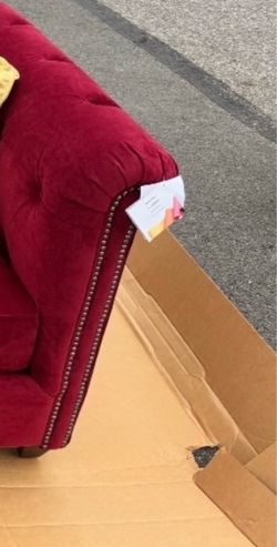 Red Velvet Tufted Sofa with Nailhead Trim