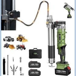 Electric Grease Gun with 2×4.0Ah Batteries: 2-in-1 Battery Powered Grease Gun w/ 12000 PSI 5.3 oz/min Flow, 39.4 Hose & 90° Coupler, Cordless Grease G
