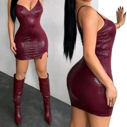 Women's Burgundy Spaghetti Strap Mini Dress size medium