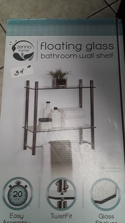 Floating glass bathroom wall shelf