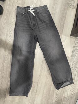 Washed Black Wide Leg Denim Jeans