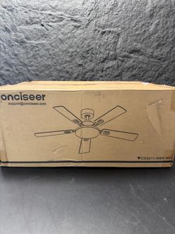 52 Inch Ceiling Fans with Lights and Remote for Bedroom, Black -NEW (3474/16)