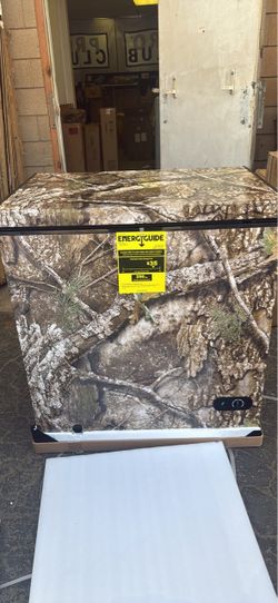 Camo Chest Freezer with EnergyGuide Label