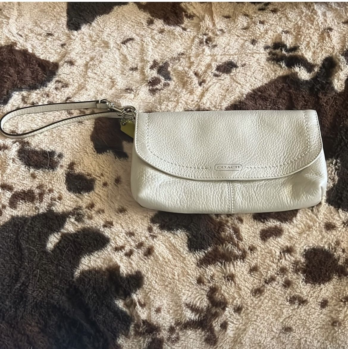 Cream Coach wrist purse