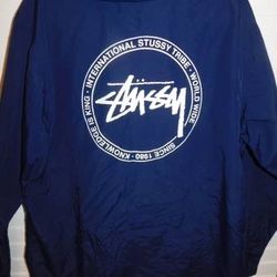 Stussy International Back Print Parka Jacket Coat Mens XL Blue 