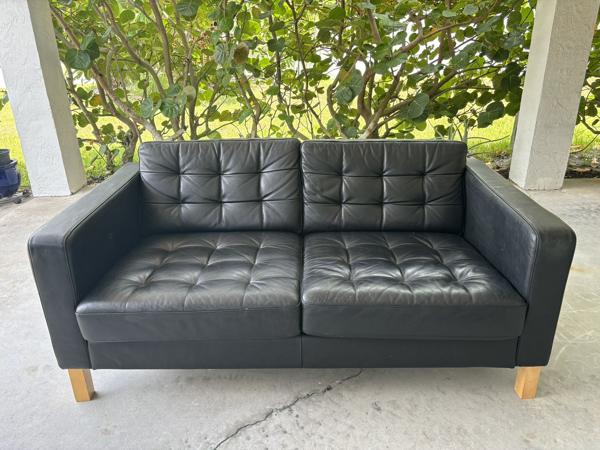 Black IKEA Leather Couch Loveseat 2 Seat Preowned Couch Furniture