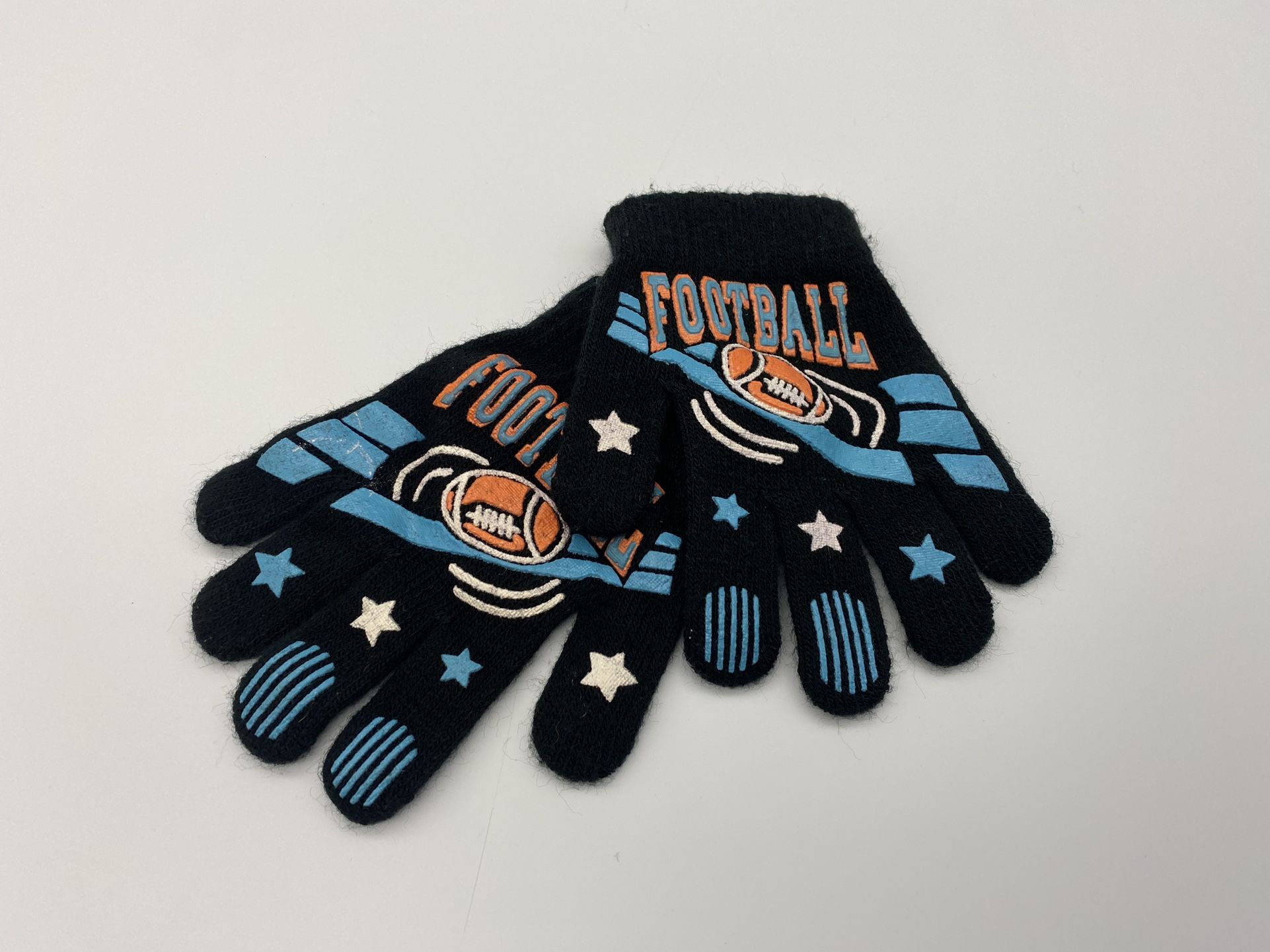 Small Boy’s Winter Football Graphic Black Gloves