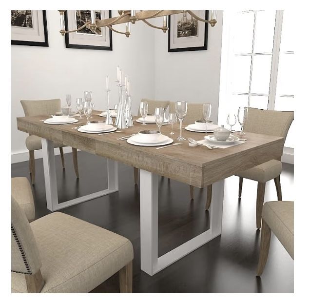 Rectangular Dining Table, Oak+White