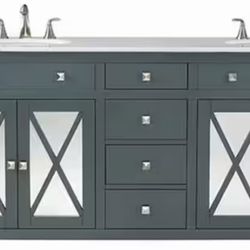 Home Decorators Collection Barcelona 73 in. W x 22 in. D Double Bath Vanity in Teal Blue with China White Marble Top and White Sink