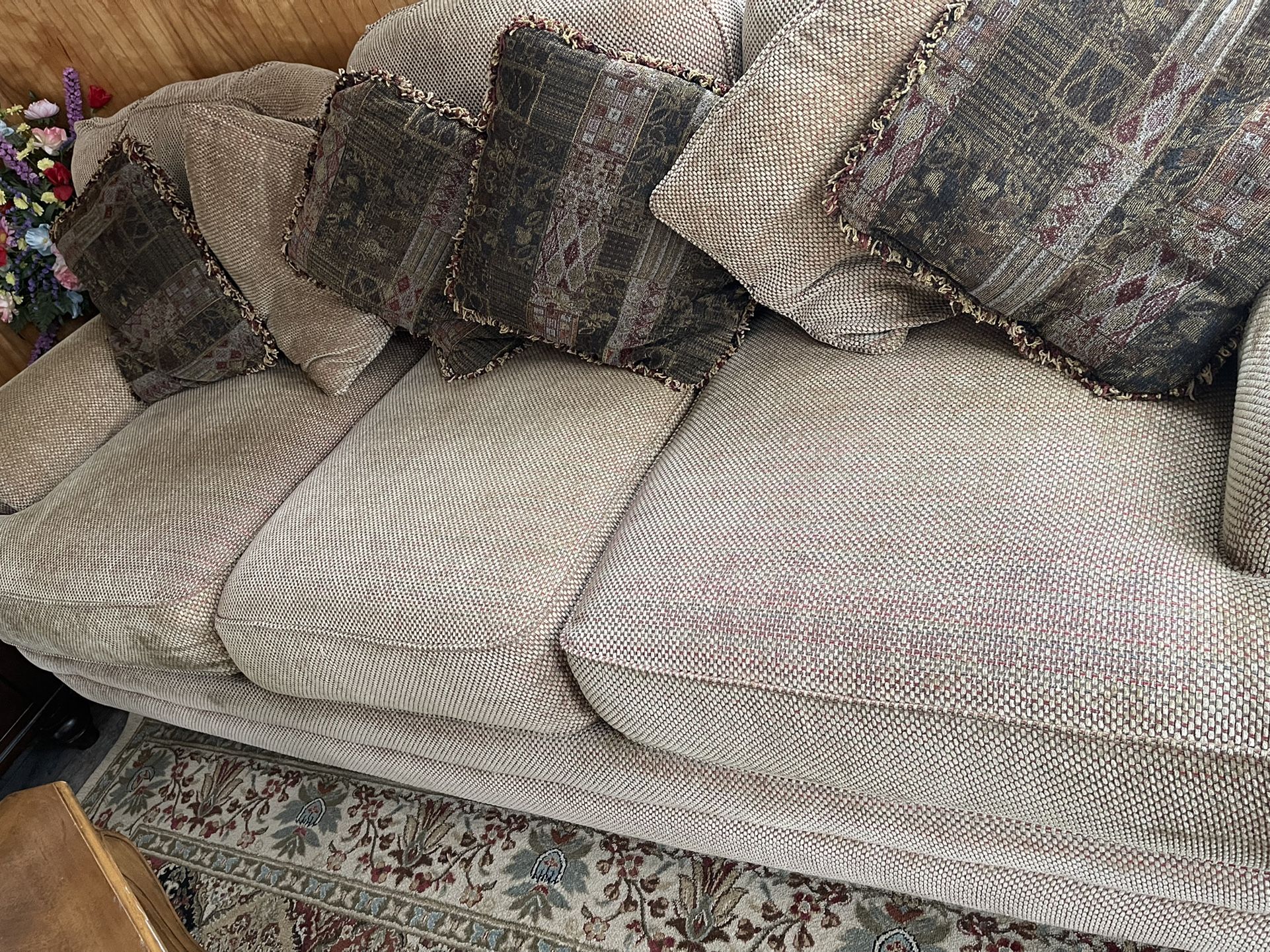 Sofa And Coffee Table And one Side table Very clean and Sturdy smoke And Pet free home sofa $350 and Tables for $50
