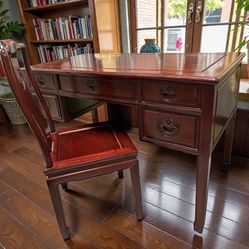 DESK MID TWENTIETH CENTURY ROSEWOOD ASIAN WRITING DESK AND CHAIR