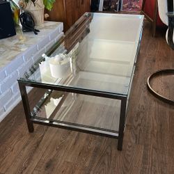 Glass and dark chrome, coffee table