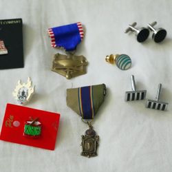 Assorted Medals, Cufflinks and Pins. $40 each