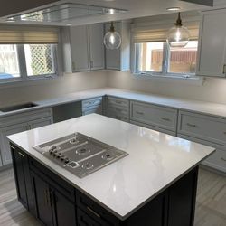 Quartz, Granite, Marble.  