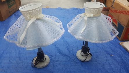 🎄Holidays Near-Would Make A Great Gift!🎄(2) Vintage Hobnail Milk Glass Lamps-(Includes Lamp Shades)- $50. *MOVING SALE- GONE NOW!*