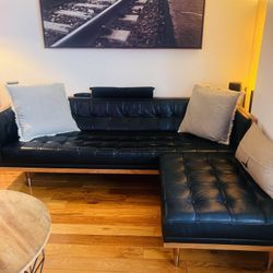 Sectional Mid century Leather Couch 