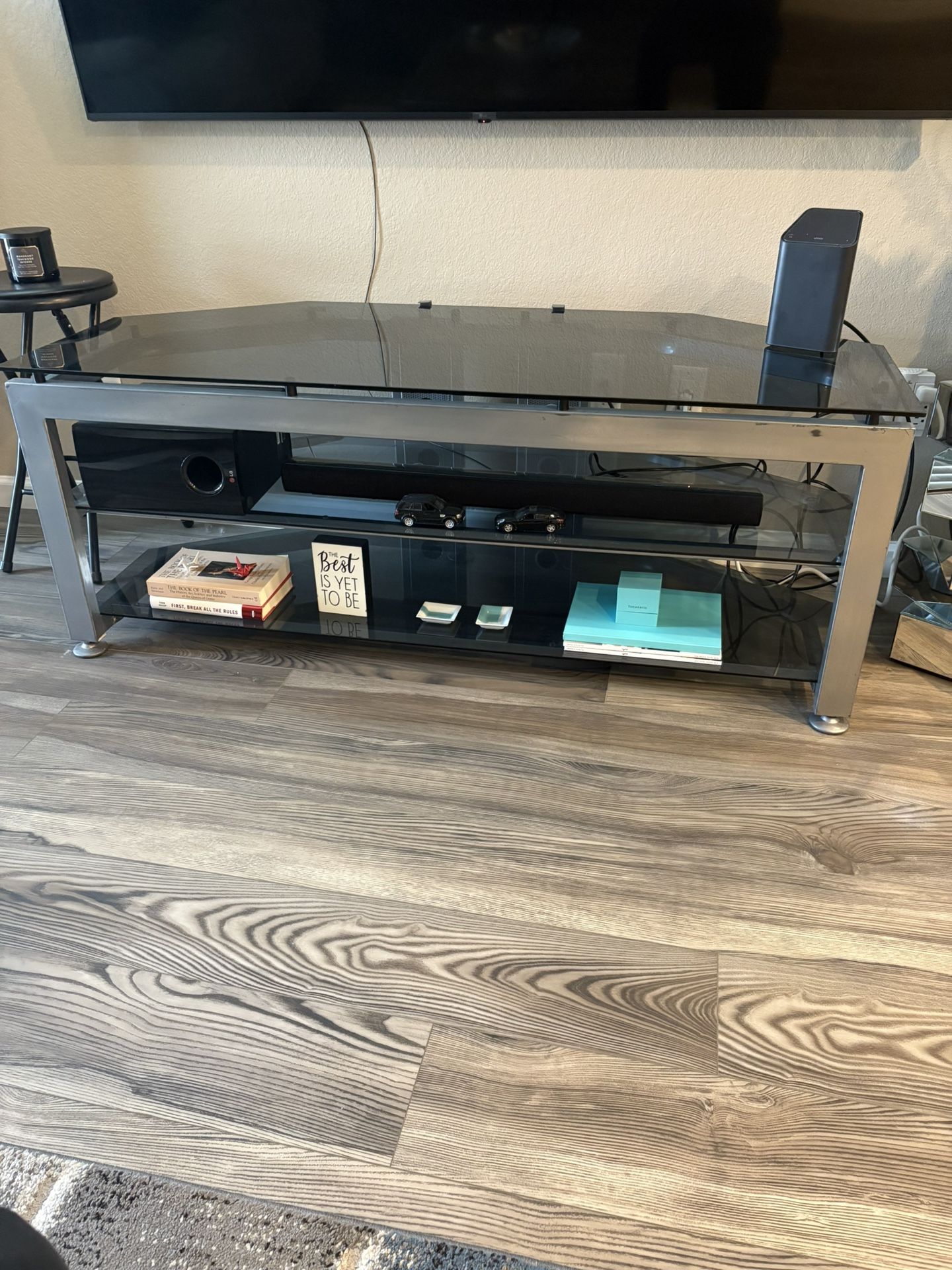 Modern Glass & Metal TV Stand – Sleek & Sturdy