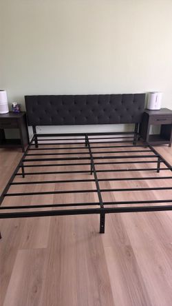 Metal bed frame( California King) with headboard and bed side drawers