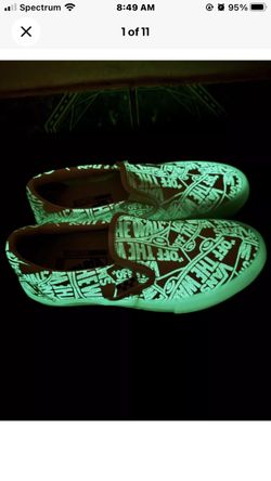 Vans Glow In The Dark PopCush Skate Slip On Mens Size 5.5 