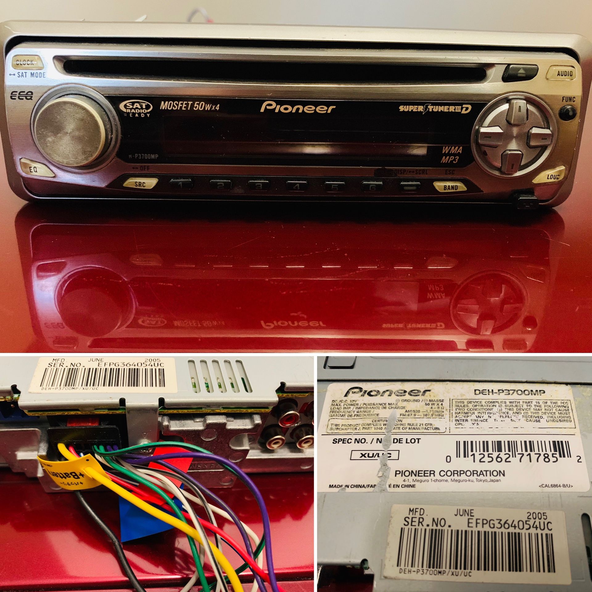 Pioneer Car Stereo DEH-P3700MP CD receiver w/ MP3 / WMA playback