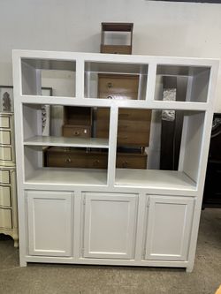 White Shelving Unit with Cabinet Storage