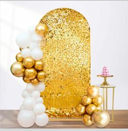 Gold Sequin Arch Backdrop Cover: Big Payette Sequin Arch Cover 6FT Sparkly Backdrop Covers for Party Wedding Banquet